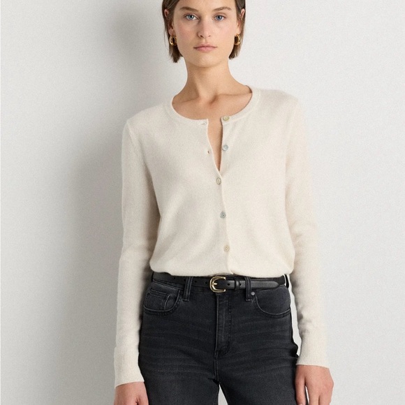 Quince Denim - Quince 100% Mongolian Cashmere Cardigan in Ivory Size Small 046